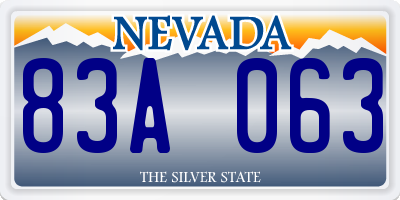 NV license plate 83A063