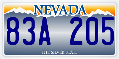NV license plate 83A205