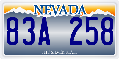NV license plate 83A258