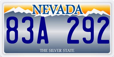 NV license plate 83A292
