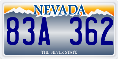 NV license plate 83A362