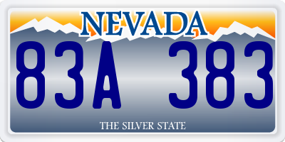 NV license plate 83A383