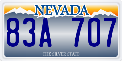 NV license plate 83A707