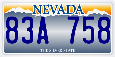 NV license plate 83A758