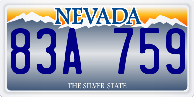 NV license plate 83A759