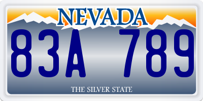 NV license plate 83A789