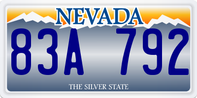 NV license plate 83A792