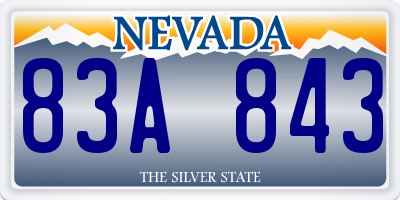 NV license plate 83A843