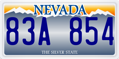 NV license plate 83A854