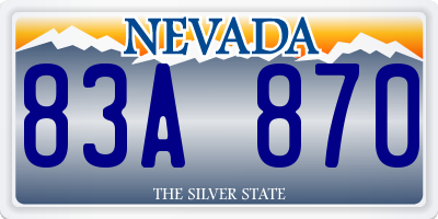 NV license plate 83A870