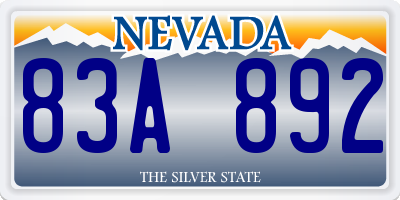 NV license plate 83A892