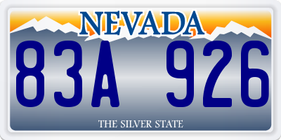NV license plate 83A926