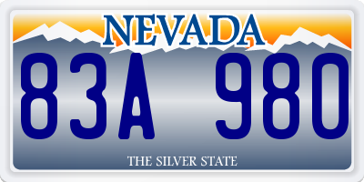 NV license plate 83A980