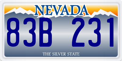 NV license plate 83B231