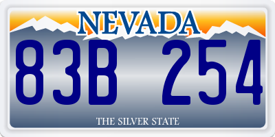 NV license plate 83B254