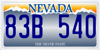 NV license plate 83B540