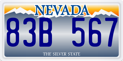 NV license plate 83B567