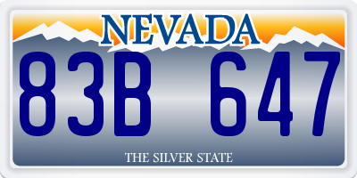 NV license plate 83B647