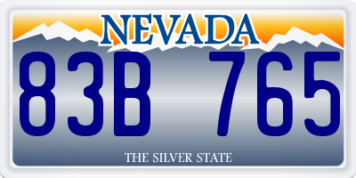 NV license plate 83B765