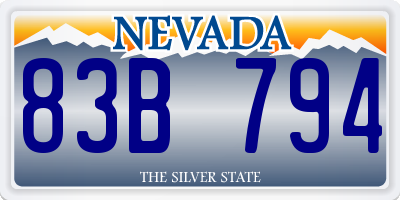 NV license plate 83B794