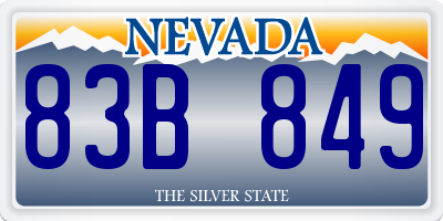 NV license plate 83B849