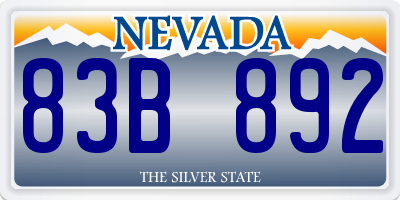 NV license plate 83B892