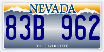 NV license plate 83B962