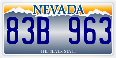 NV license plate 83B963