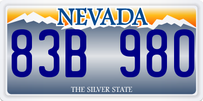 NV license plate 83B980