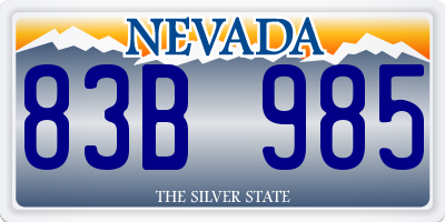 NV license plate 83B985