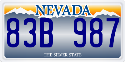 NV license plate 83B987