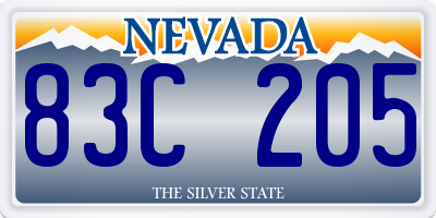 NV license plate 83C205