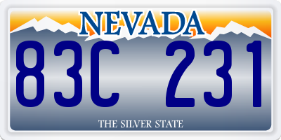 NV license plate 83C231