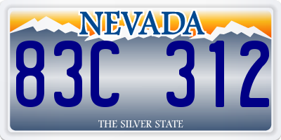 NV license plate 83C312