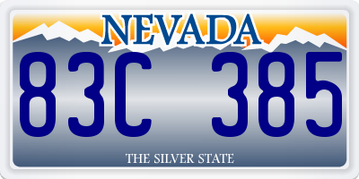 NV license plate 83C385