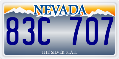 NV license plate 83C707