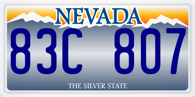 NV license plate 83C807