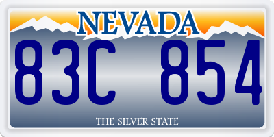 NV license plate 83C854