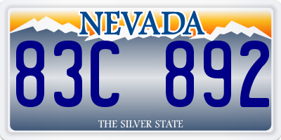 NV license plate 83C892