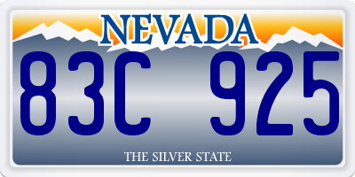 NV license plate 83C925