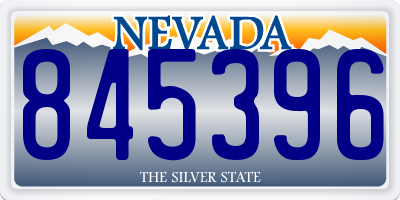 NV license plate 845396