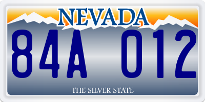 NV license plate 84A012