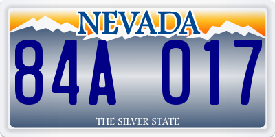 NV license plate 84A017