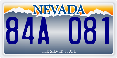 NV license plate 84A081