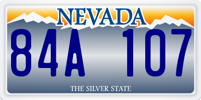 NV license plate 84A107
