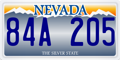 NV license plate 84A205