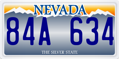 NV license plate 84A634