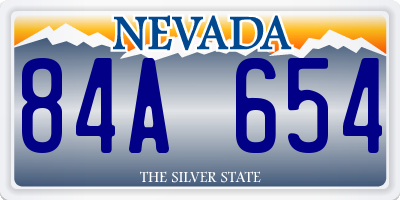 NV license plate 84A654