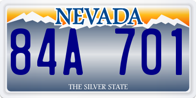 NV license plate 84A701