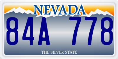 NV license plate 84A778